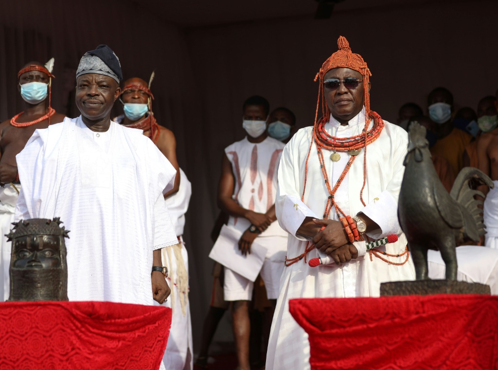 The King, Known As Oba Of Benin (Right) Received The Artefacts | Afp