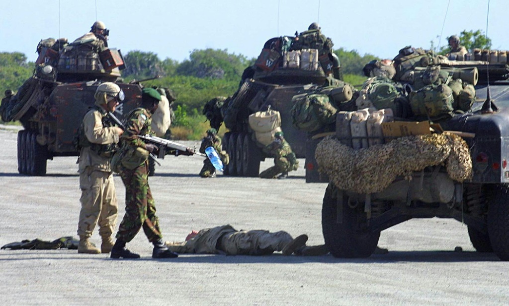 Kenyan Military Troops And Us Marines Carry Out A Joint Military Exercise In Manda Bay Near The Coastal Town Of Lamu 15 January 2004 Afp Photo/Simon Mainakenyan Military Troops And Us Marines Carry Out A Joint Military Exercise In Manda Bay Near The Coastal Town Of Lamu 15 January 2004. Afp Photo/Simon Maina |