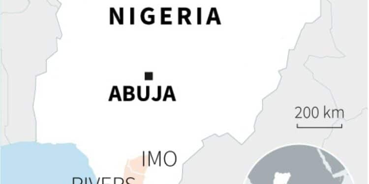 Nigerian Oil Blast Kills At Least 80 Map Of Nigeria Locating The States Of Rivers And Imo | Afp