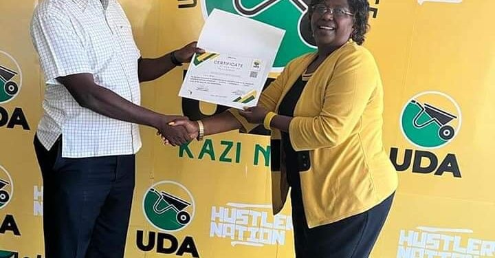 Uda Uses Interviews To Pick Naivasha,Kipipiri Candidates After Court Order Naivasha Mp Jayne Kihara Receiving Her Uda Nomination Certificate After The Party Repeated The Nomination Process By Way Of Interviews