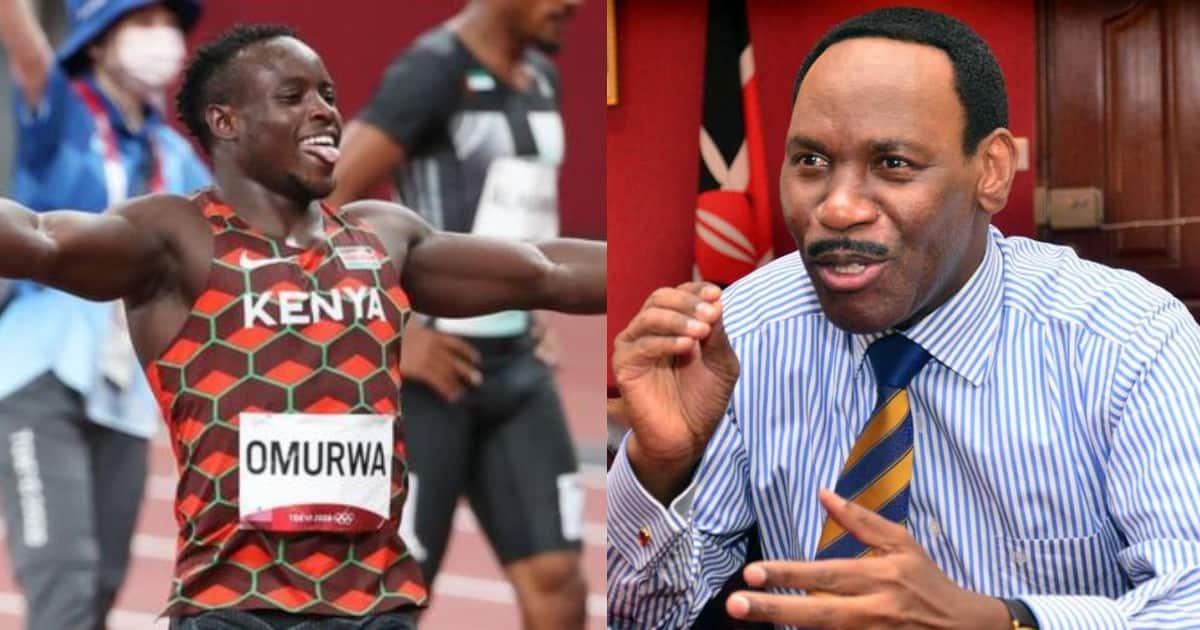 A Photo Collage Of Music Copyright Society Of Kenya (Mcsk) Boss Ezekiel Mutua And Sprint Star Ferdinand Omanyala.courtesy