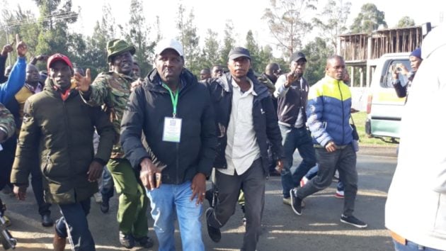 Nakuru Town East Mp-Elect David Gikaria  Being Ejected Out Of A Polling Station In Rongai.photo/Courtesy