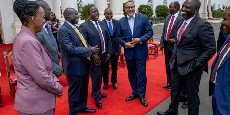 President Ruto With A Section Of The Outgoing Cabinet Members At State House Nairobi.photo/State House