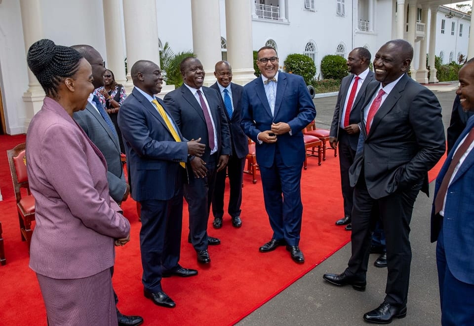 President Ruto With A Section Of The Outgoing Cabinet Members At State House Nairobi.photo/State House
