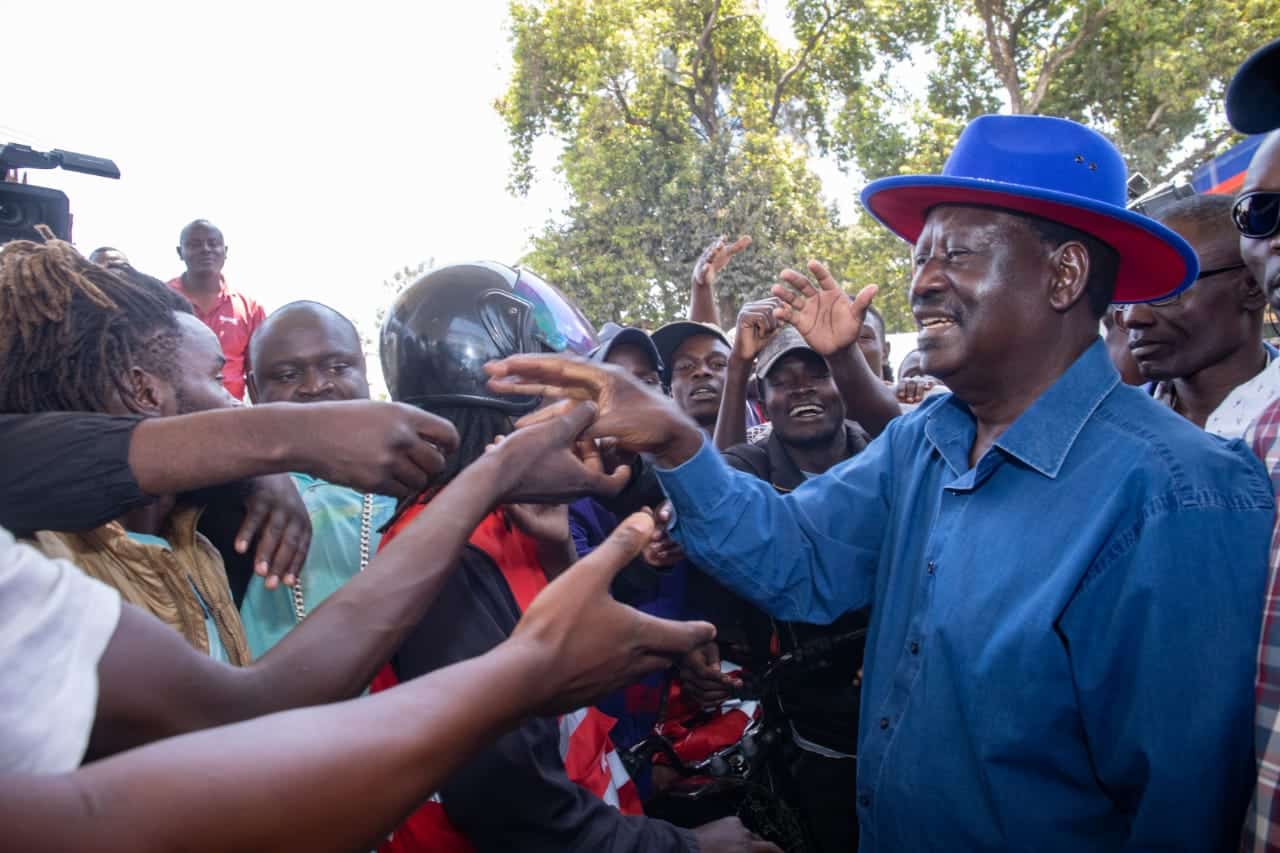 Odm Leadeer Raila Odinga On A Meet The People Tour In Mathare Constituency.he Wants President Ruto Not To Burden Wananchi With Extra Taxes.photo/Courtesy