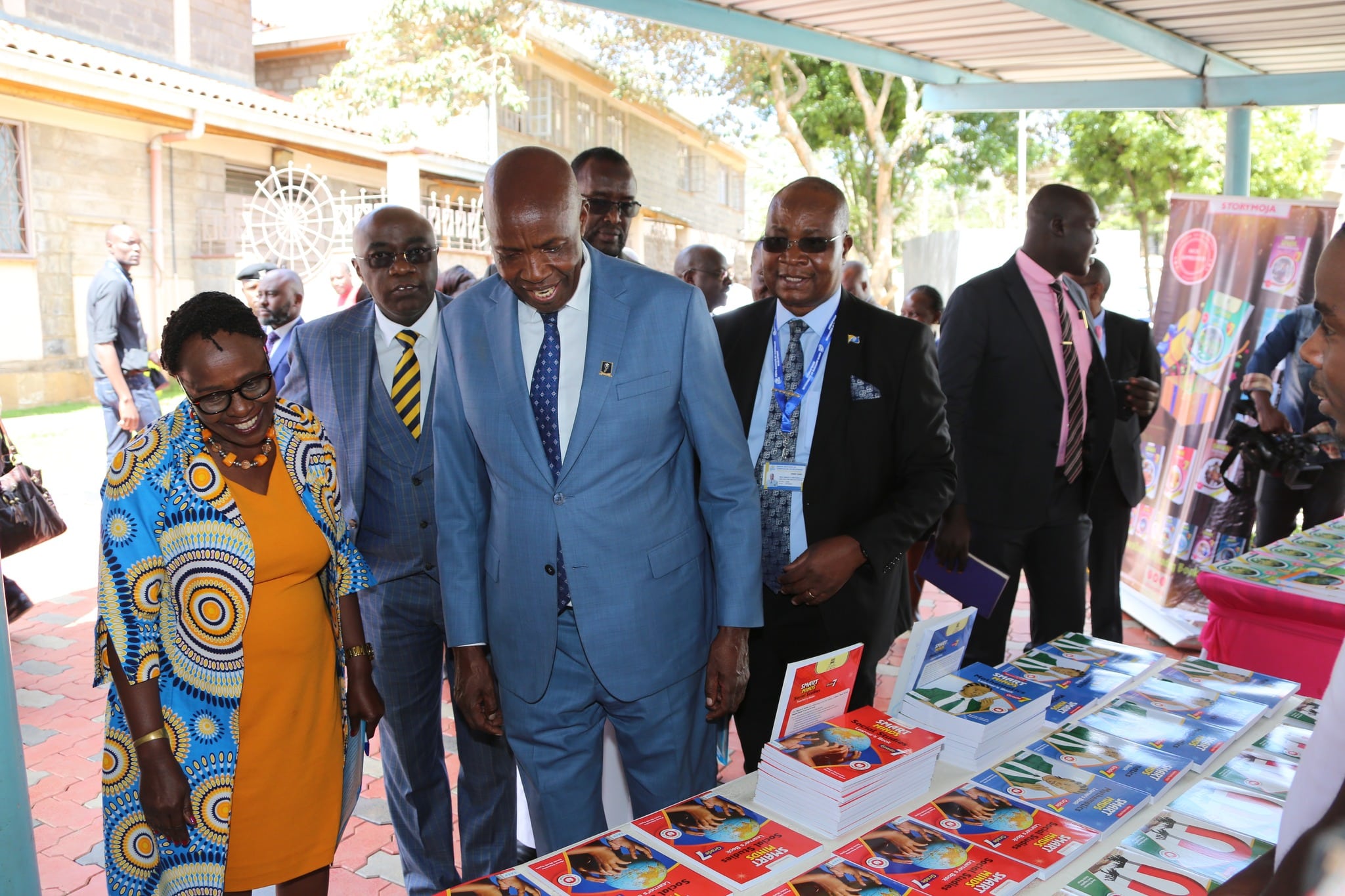 Education Cs Ezekiel Machogu During The Flagging Off Of Grade 7 Text Books At Kicd.photo/Jackson Okata,The Kenya Times