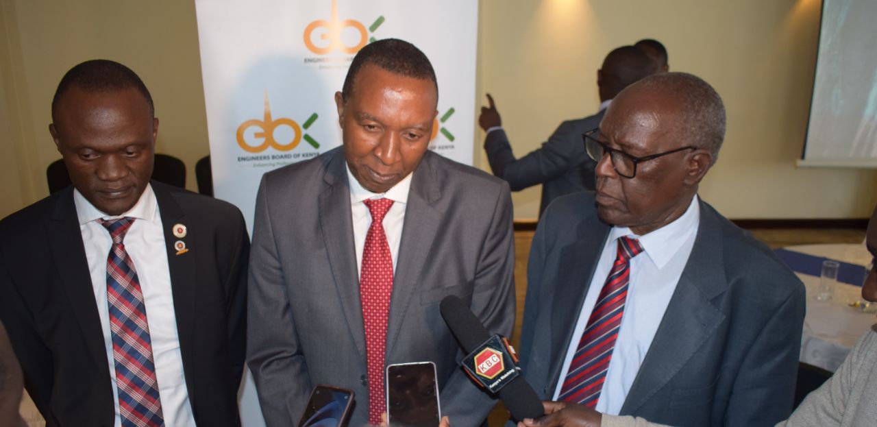 L To R-Iek President Eng. Eric Ohaga, Chief Engineer Roads James Kungu And Ebk Chairman Erastus Mwongera During The Stakeholders Forum In Nairobi.photo/Ebk