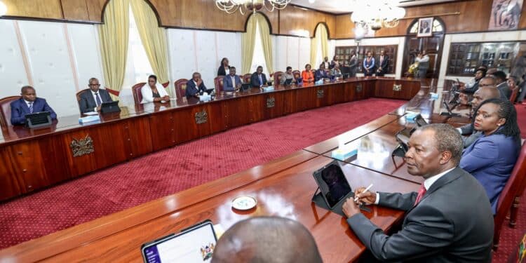 President Ruto Chairs First Paperless Cabinet Meeting Members Of The Cabinet During A Meeting At State House.photo/Pcs