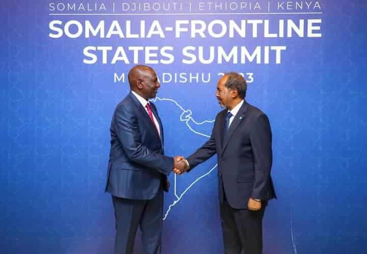 President William Ruto And His Host President Hassan Sheikh Mohamud In Mogadishu.photo/Courtesy