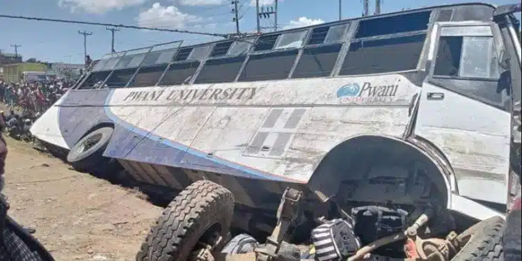 Injuries Reported, Several Feared Dead As Pwani University Bus Overturns On Nairobi-Naivasha Highway Wreckage From The Deadly Accident: Photo/Courtesy