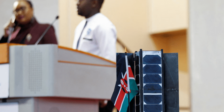 Kenya Successfully Launches Its First Operational Site Into Space Aboard Spacex Rocket A Model Of A Prototype Of A 3U Earth Observation Satellite, The Taifa-1, Is Displayed At The University Of Nairobi'S Taifa Hall In Nairobi, Kenya, On April 14, 2023, As Delegates Witness The Preparations For The Launch Of Kenya'S First Operational Satellite. Sayarilabs And Endurosat Have Designed And Developed The Taifa-1 Satellite, Which Will Be Launched Aboard A Spacex Falcon-9 Rocket To Capture Agricultural Data That Will Be Used To Combat Food Insecurity | Photo Courtesy