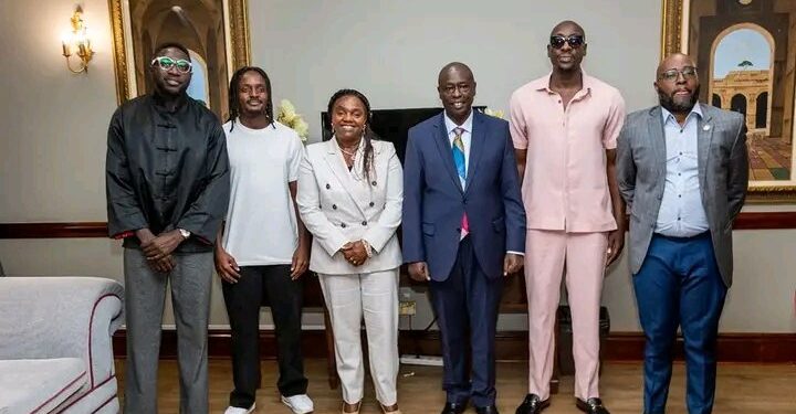 All Boys Band Sauti Sol With Dp Rigathi And Second Lady Dorcas Gachagwa :Photo/Courtesy