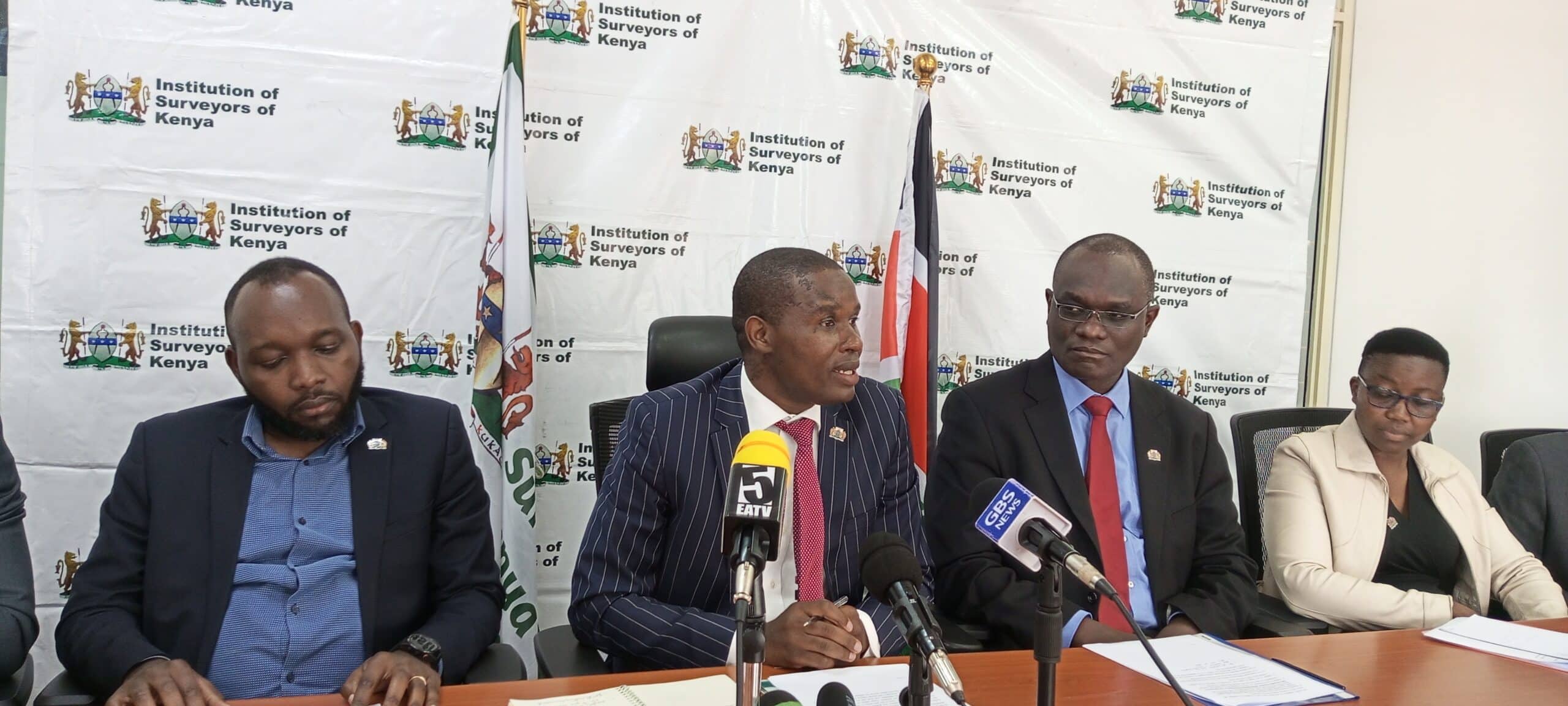 The Institution Of Surveyors Of Kenya (Isk) Team During A Press Briefing At Their Offices In Nairobi.

Photo/The Kenya Times