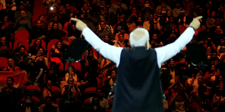 Indian Pm Modi Is Expected To Get A Rockstar Welcome In The U.s. How Much Is The Diaspora Fueling Him? Indian Prime Minister Narendra Modi Delivers A Speech During An Event In Sydney, Australia On May 23, 2023 | Ap Photo/Mark Baker