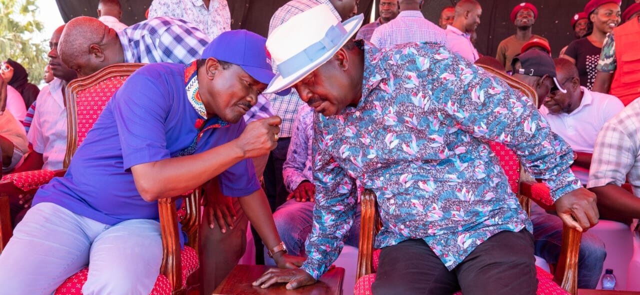 Kalonzo With Raila Odinga During A Past Azimio Rally. Photo/Courtesy.