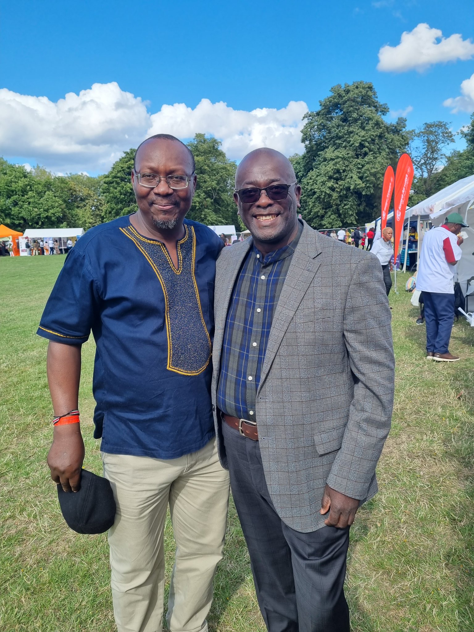Ambassador Manoah Esipisu (Left) With Manchester United'S Chef Milton Isoyi At Kenya In The Park Event On Saturday.