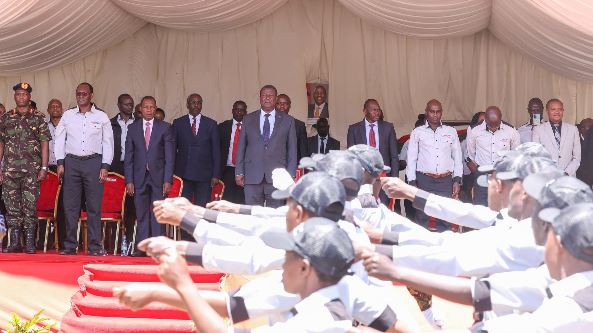 Prime Cs Musalia Mudavadi With Treasury, Kra And Kdf Officials During The Pass-Out Of Revenue Service Assistants. 