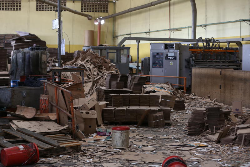 Part Of Megvel Cartons Limited Vandalized In Mlolongo. Photo Courtesy.