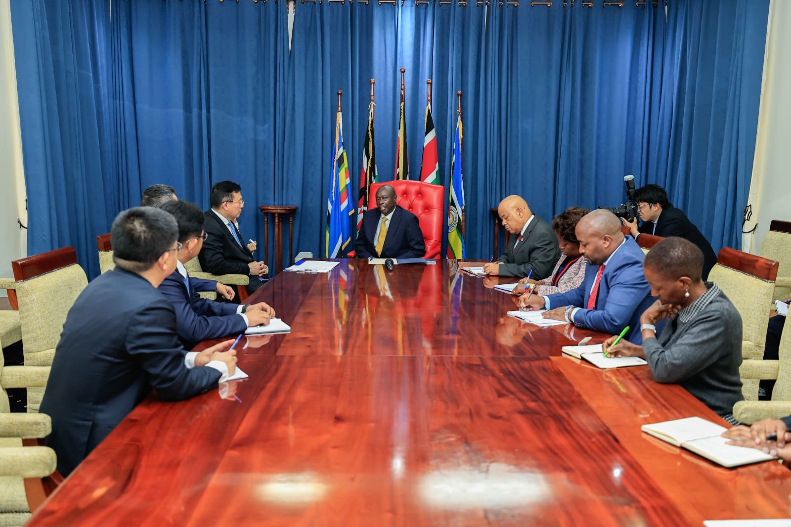 Deputy President Rigathi Gachagua President Of The Xinhua News Agency, Of China Fu Huaand The To Discuss How To Sipport Government To Support Our Development Agenda Through The Kenya Broadcasting Corporation