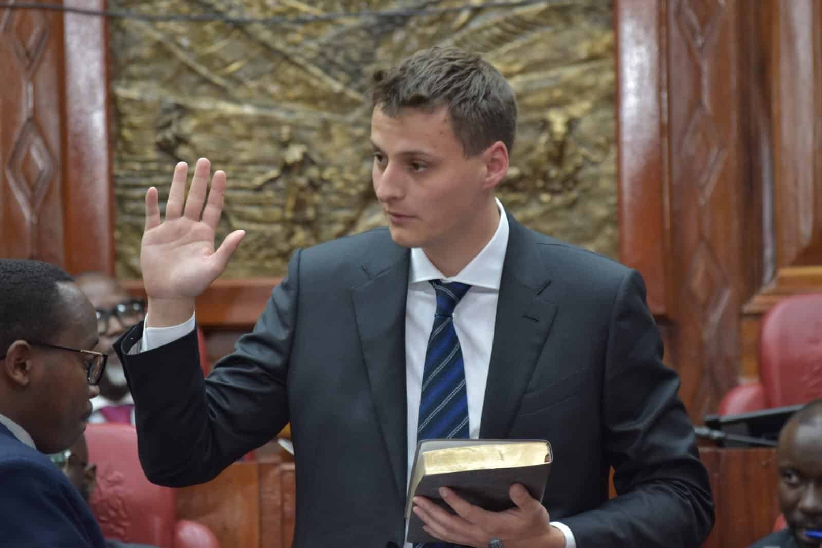Worldcoin Boss Explains Fate Of Data Taken From Kenyans Worldcoin Ceo Alex Blania Takes Oath Before Answering To Questions From The Ad Hoc Committee.