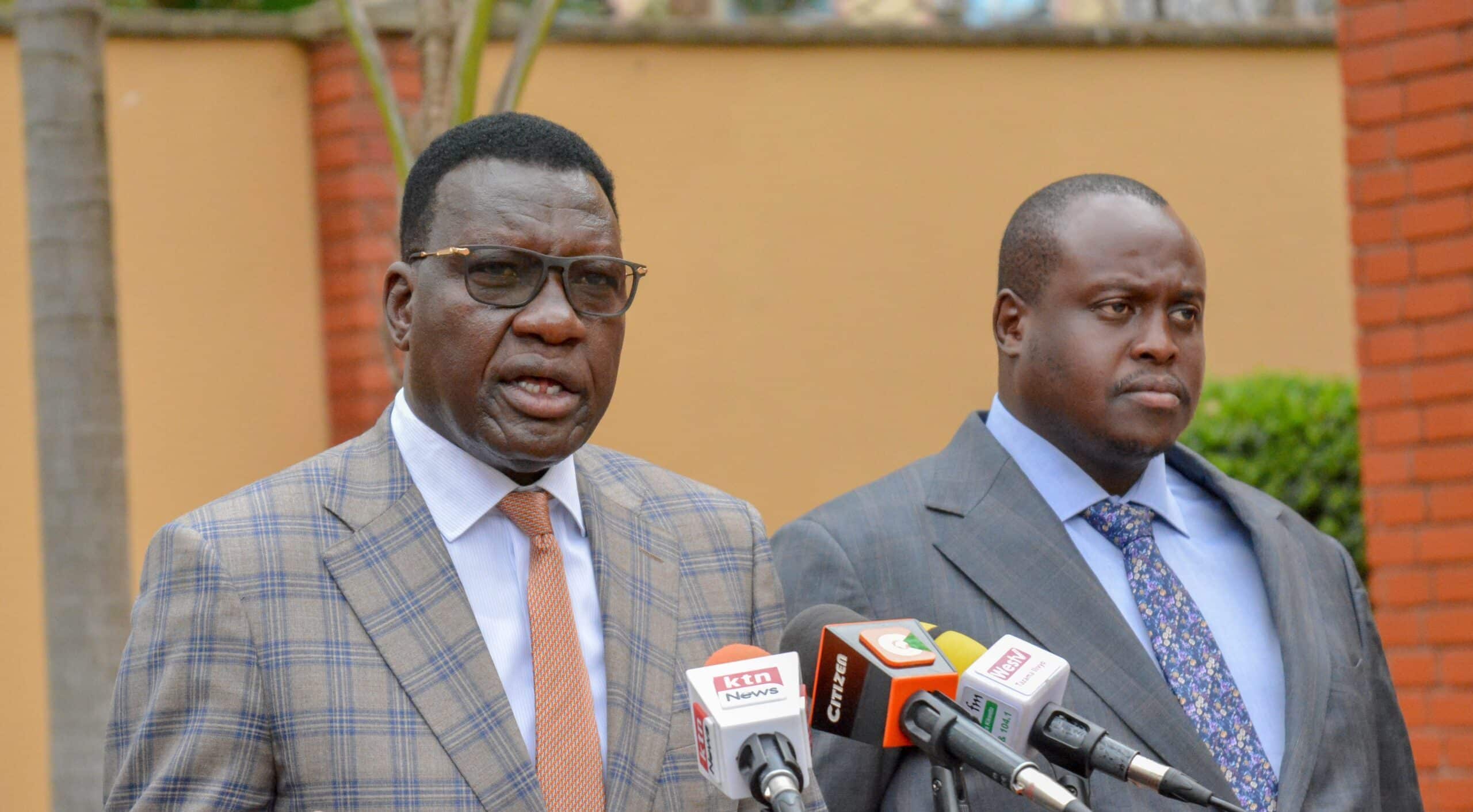 Energy Cabinet Secretary Davis Chirchir (Left) And Epra Director General Daniel Kiptoo Addresses A Past Press Conference.