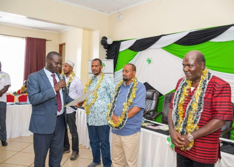 From Right: Retired Iebc Chairperson Wafula Chebukati, Retired Commissioner Bolu Moya, And Abdi Guliye During A Past Iebc Function. 