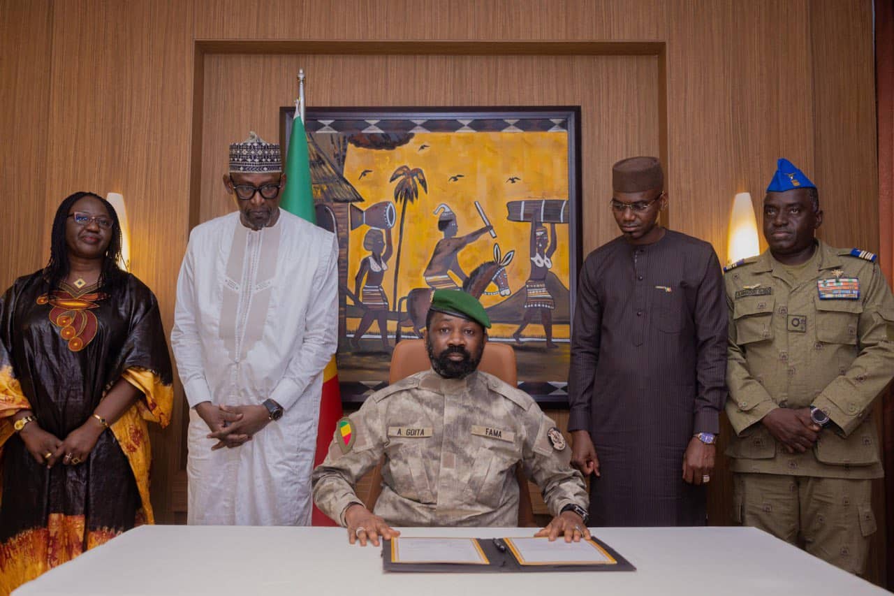 Mali Interim Leader Alongside Government Officials 