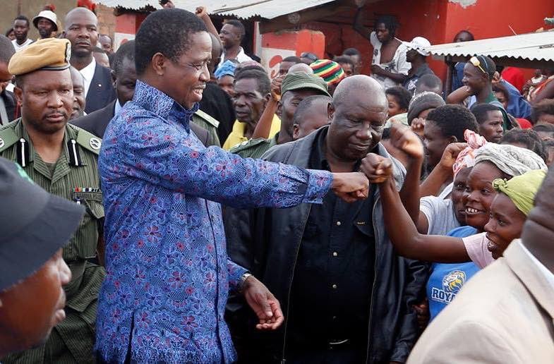 Ex-Zambia President Edgar Lungu Banned From Jogging Former President Of Zambia Edgar Lungu With His Supporters.