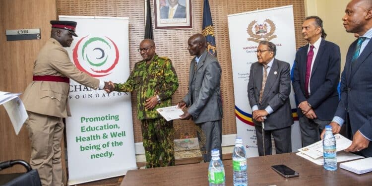 Billionaire Awards 20 Brave Kenyan Police Officers Inspector General Of Police Japhet Koome And Manu Chandaria Founder Awards Police With The Manu Chandaria Wards On September 14, 2023.