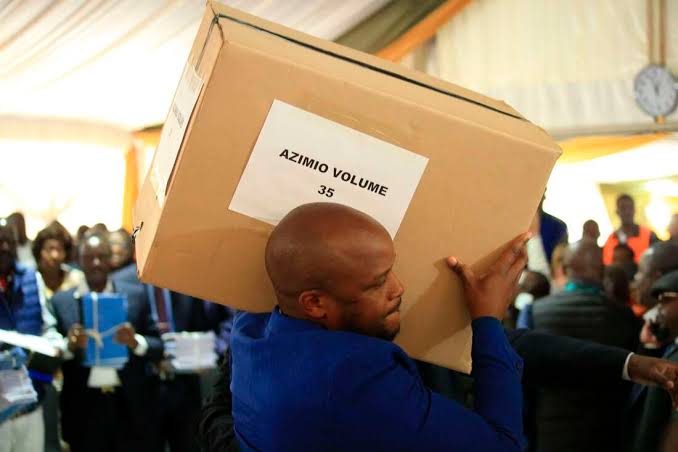 Lang'Ata Mp Felix Odiwuor Carries A Box Containing Evidence Documents During The Azimio Presidential Election Petition In August 2022.