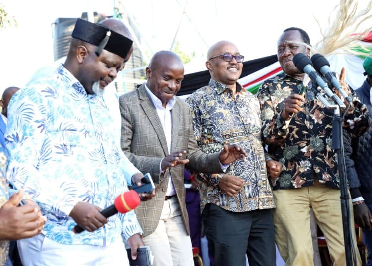 From Left: Senate Deputy Speaker Kathuri Murungi, Interior Cs Kithure Kindiki, And Other Meru Leaders Dance During A Function In Meru County On September 22, 2023. 