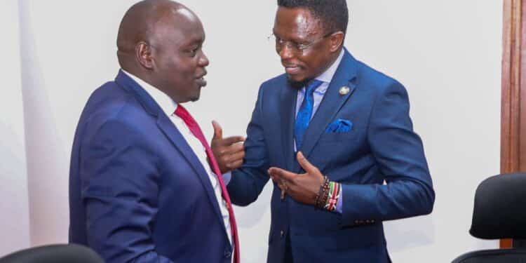 Ababu Namwamba Comes Face To Face With Cherargei Sports Cs Ababu Namwamba With Nandi Senator Samson Cherargei. Photo/Sportsministry.