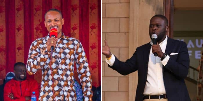 A Photo Collage Of Embakasi East Mp Babu Owino (Left) And Nairobi Governor Johnson Sakaja (Right).