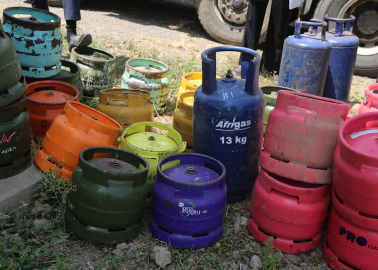 Lpg Gas Cylinders At A Past Energy And Petroleum Regulation Authority Impound Operation.