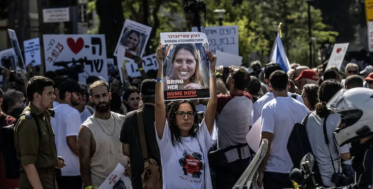 Israelis Whose Relatives Are Being Held Hostage Demonstrate On October 26, 2023 In Front Of The Defense Ministry Building In Tel Aviv, Demanding The Government To Bring Back Their Loved Ones.