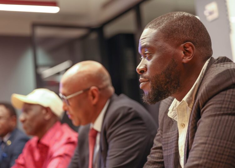 Nairobi Governor Johnson Sakaja (Right) Attends A Meeting With President William Ruto And Other Government Officials In New York. 