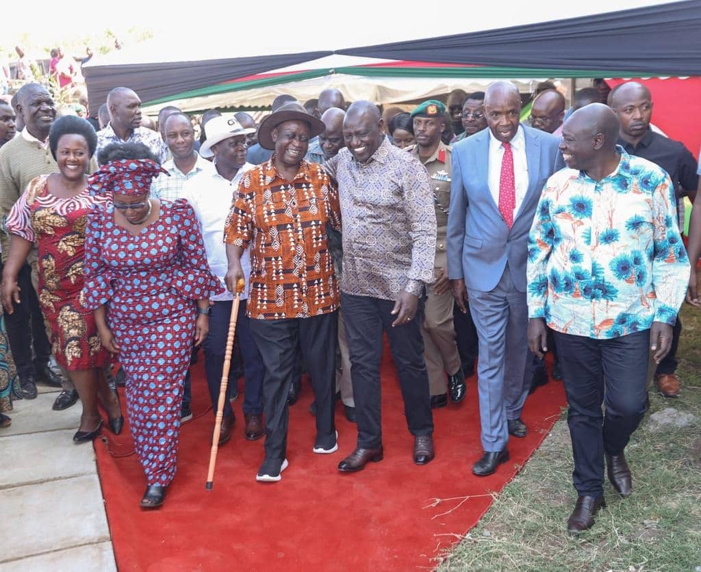 President William Ruto Shares Light Moments With Siaya Senator Oburu Oginga During His Second Tour Of The Nyanza Region In January 2023. 
