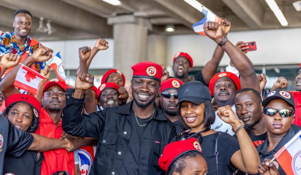'We Only Escorted Him Home' - Uganda Police On Bobi Wine Arrest Ugandan Opposition Leader Bobi Wine With Supporters In Toronto, Canada. Photo/Nup.