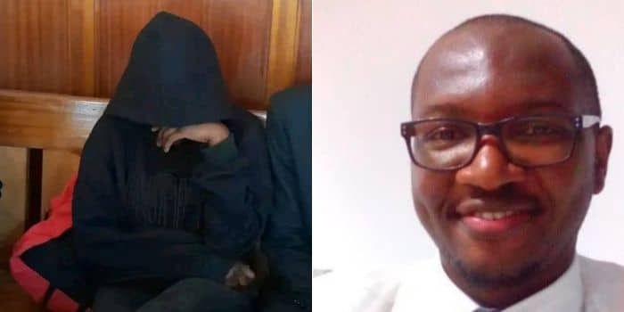 A Photo Collage Of The Prime Suspect In The Murder Of Eric Maigo At Court And A Portrait Of The Former Nairobi Hospital Finance Director.