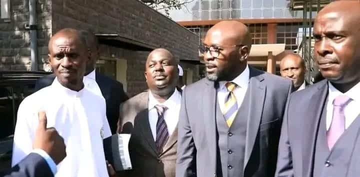 Lawyers Cliff Ombeta (Center), Danstan Omari (Right) And Their Client [Pastor Ezekiel Odero At The Shanzu Law Courts. 