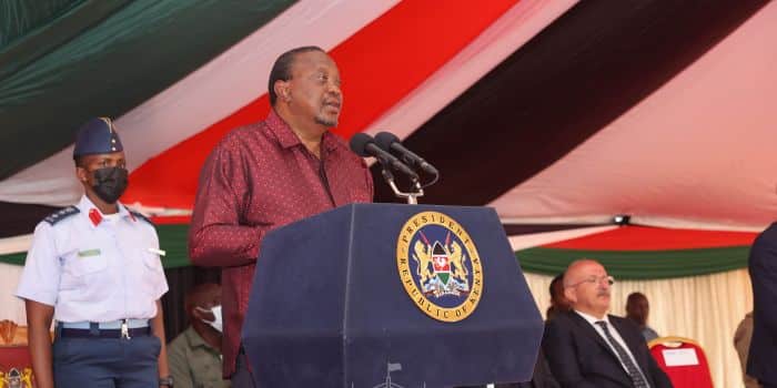 Former President Uhuru Kenyatta Giving A Speech At A Past Event. Photo/Uhuru Kenyatta