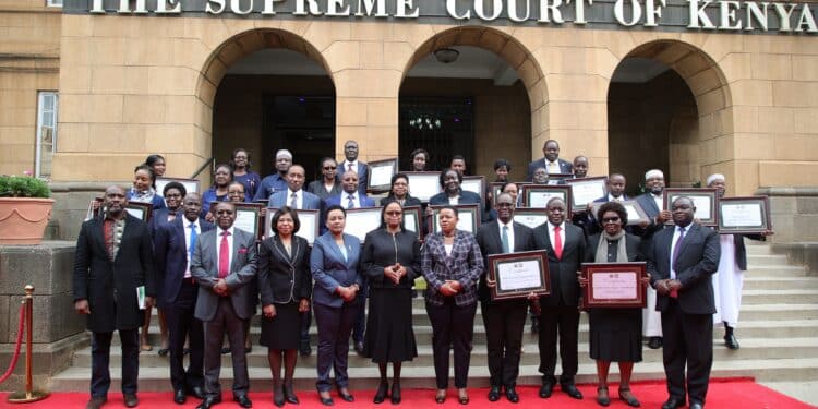 Chief Justice Martha Koome Alongside Judiciary Counterparts At The Supreme Court. Photo/Judiciary