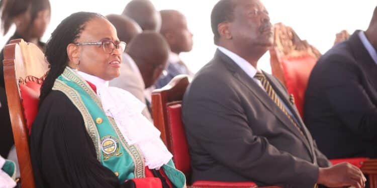 Chief Justice Martha Koome (Left) And Prime Cs Musalia Mudavadi During The Launch Of The Social Transformation Through Access To Justice (Staj) Blueprint In Nairobi On November 24, 2023. 