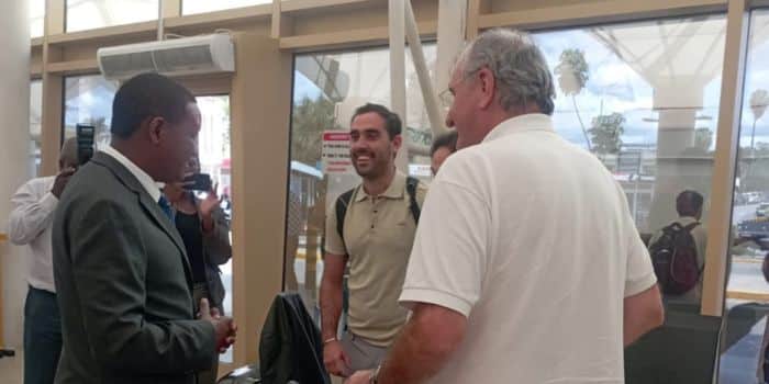 Murkomen Announces Changes At Jkia After Uproar Tourism Cabinet Secretary Alfred Mutua (Left) Interacts With Tourists During His Inspection Tour At Jkia.