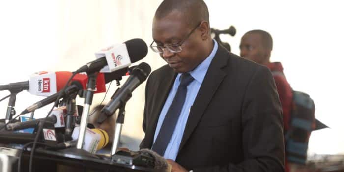 Knec Ceo David Njegere Speaks During The Presentation Of The 2023 Kcpe Results At Mtihani House, Nairobi On November 25, 2023.