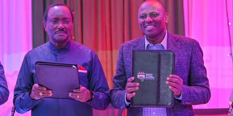 Kalonzo Musyoka And Kimani Ichung'Wah Unveiling The Nadco Report In A Joint Press Conference. Photo/Ichu'Ngwa