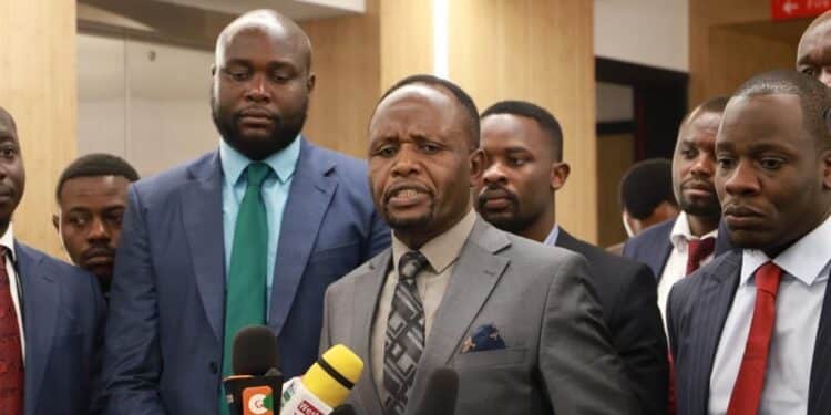Trans Nzoia Governor George Natembeya Addressing Journalists After Recording A Statement At Ncic. 