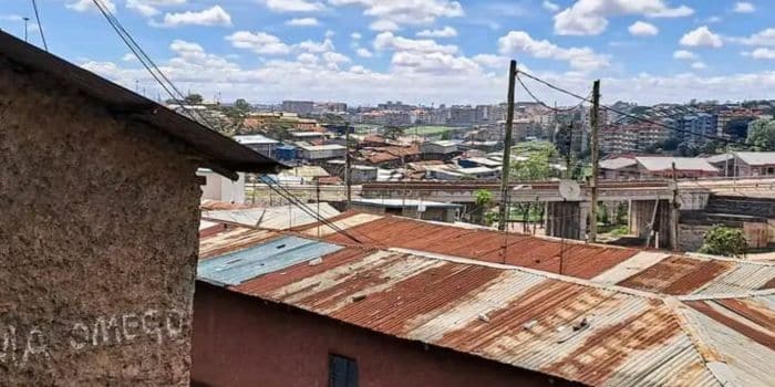 An Aerial Photo Of Kibera Slums In Nairobi.