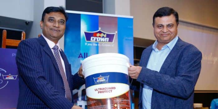Crown Paints Group Ceo Rakesh Rao (Right) And The Company'S Head Of Sales Bhavesh Gandhi Display A New Product In 2020. 