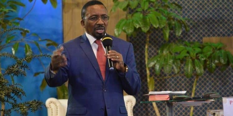 Apostle Pastor James Ng'Ang'A In A Past Service.